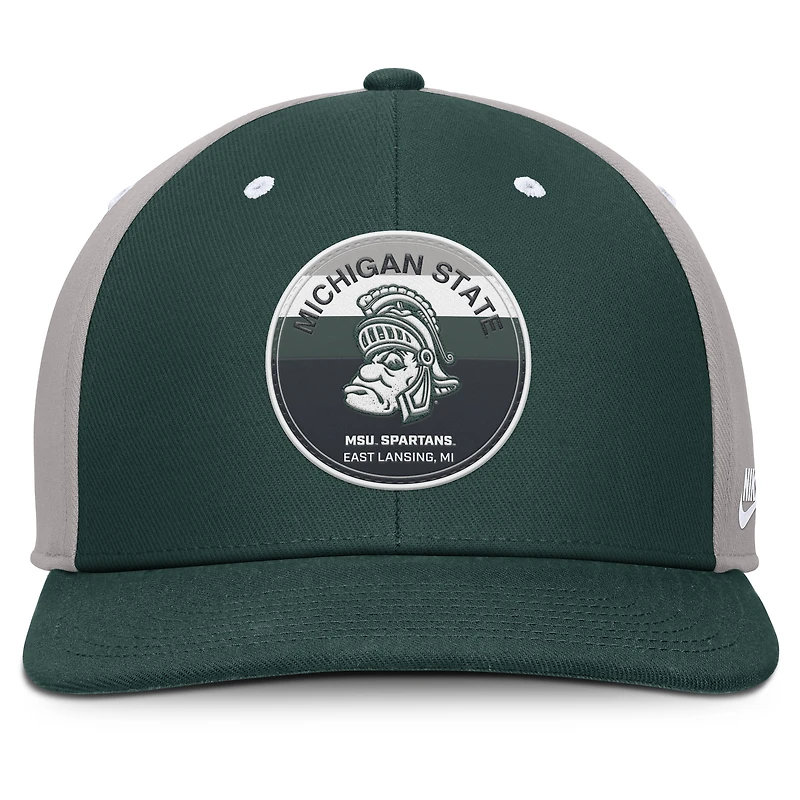 Men's Nike Green/Gray Michigan State Spartans Prep Pro Performance Snapback Hat