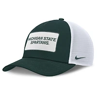 Casquette ajustable Nike verte/blanche Michigan State Spartans 2025 On-Field Rise Patch Trucker pour homme