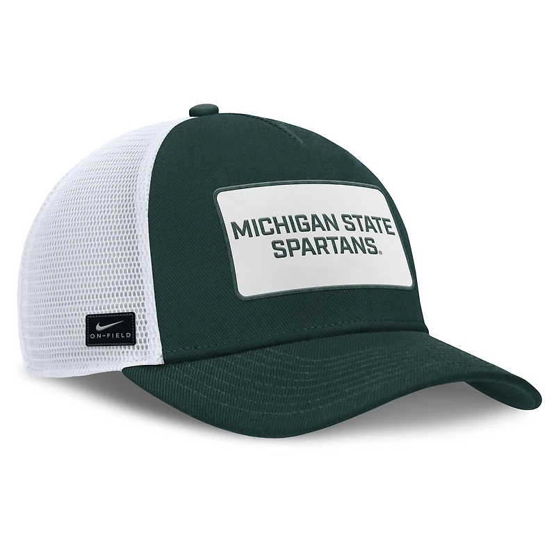 Men's Nike /White Michigan State Spartans 2025 On-Field Rise Patch Trucker Adjustable Hat