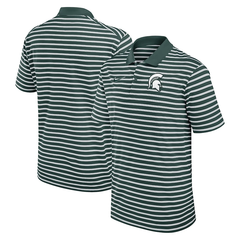 Men's Nike Green/White Michigan State Spartans Primetime Victory Striped Dri-FIT Polo