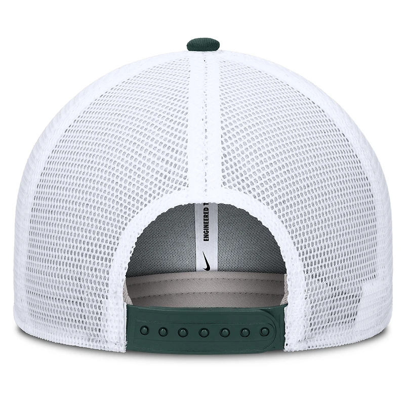 Casquette ajustable Nike verte/blanche Michigan State Spartans Rise Primetime Performance Trucker pour homme