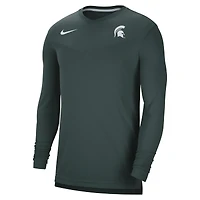 T-shirt à manches longues et col en V Nike Michigan State Spartans 2022 Coach Performance pour homme, vert