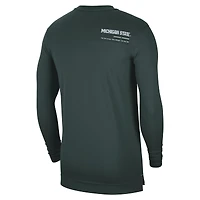 Men's Nike Green Michigan State Spartans 2022 Coach Performance Long Sleeve V-Neck T-Shirt