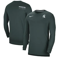 T-shirt à manches longues et col en V Nike Michigan State Spartans 2022 Coach Performance pour homme, vert