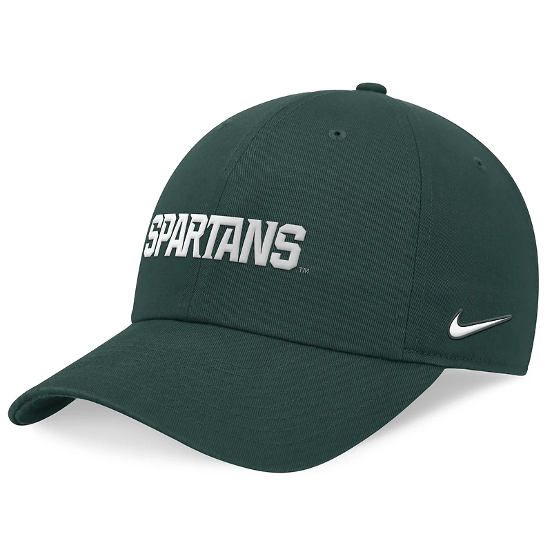 Casquette ajustable Nike Michigan State Spartans 2024 On-Field Club pour homme, verte