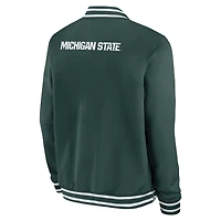 Men's Nike Green Michigan State Spartans 2024 Sideline Relaxed Full-Zip Bomber Jacket