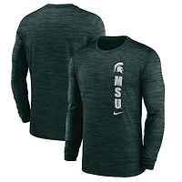 T-shirt Nike vert à manches longues Michigan State Spartans 2024 Sideline Velocity Dri-FIT pour homme