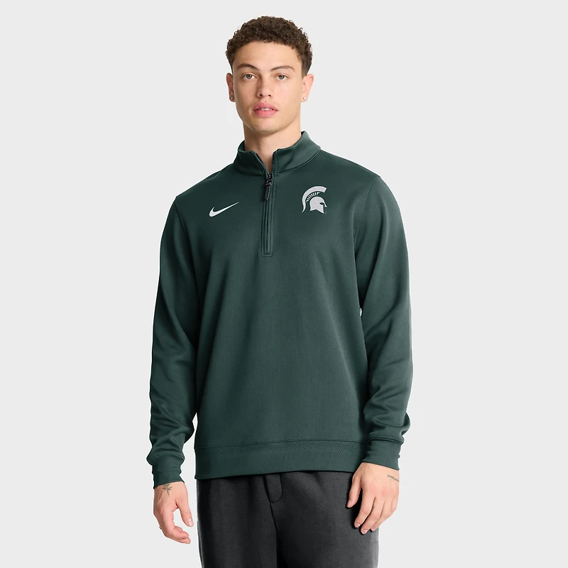 Men's Nike Green Michigan State Spartans 2025 Coaches Premium Dri-FIT Half-Zip Pullover
