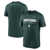 T-shirt Nike vert Michigan State Spartans 2025 Courtside Basketball Legend Dri-FIT pour homme