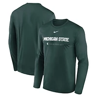 T-shirt à manches longues Nike Michigan State Spartans 2025 Courtside Basketball Shootaround Legend Dri-FIT pour homme, blanc