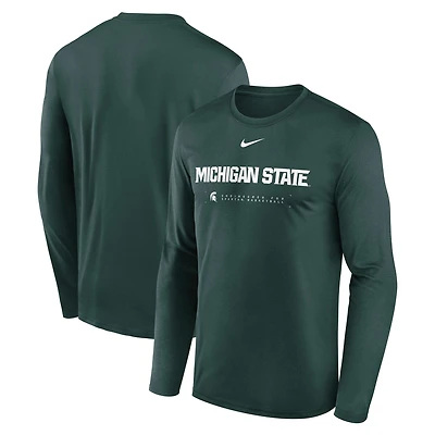 T-shirt à manches longues Nike Michigan State Spartans 2025 Courtside Basketball Shootaround Legend Dri-FIT pour homme, blanc