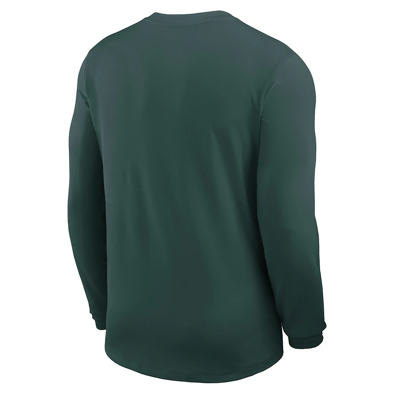 Maillot Nike vert à manches longues Michigan State Spartans 2025 Sideline Coach UV Dri-FIT pour homme