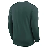 Maillot Nike vert à manches longues Michigan State Spartans 2025 Sideline Coach UV Dri-FIT pour homme