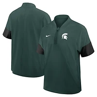 Men's Nike Green Michigan State Spartans 2025 Sideline Short Sleeve Quarter-Zip Dri-FIT Coach Jacket