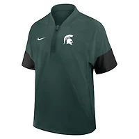 Men's Nike Green Michigan State Spartans 2025 Sideline Short Sleeve Quarter-Zip Dri-FIT Coach Jacket