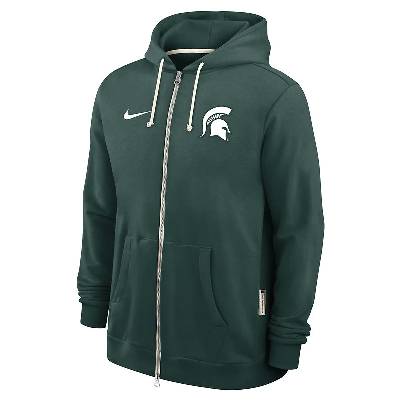 Men's Nike Michigan State Spartans 2025 Sideline Standard Issue Dri-FIT Full-Zip Hoodie