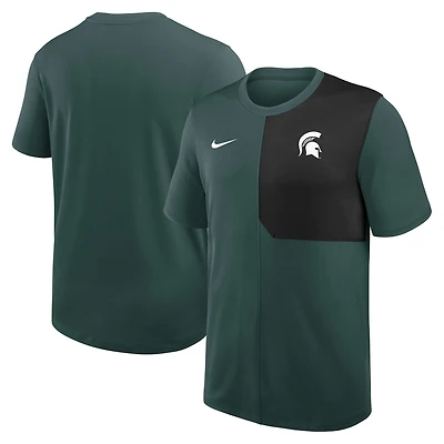 Men's Nike Green Michigan State Spartans 2025 Sideline UV Dri-FIT Coach Shirt