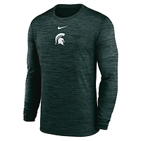 T-shirt Nike vert à manches longues Michigan State Spartans 2025 Sideline Velocity Dri-FIT pour homme