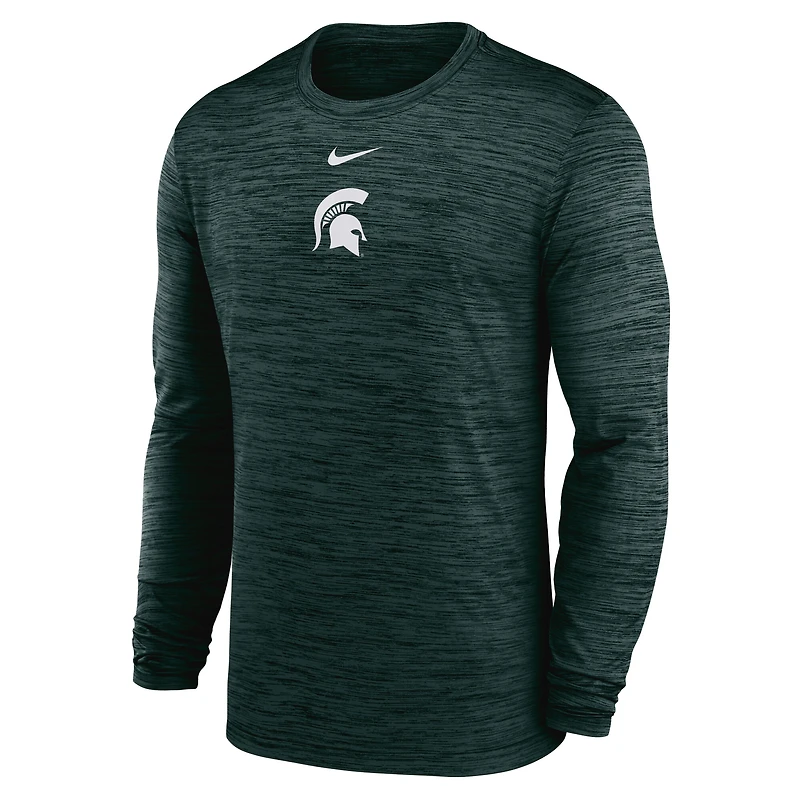 Men's Nike Green Michigan State Spartans 2025 Sideline Velocity Performance Long Sleeve T-Shirt