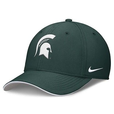 Men's Nike Green Michigan State Spartans 2026 Dugout Coaches Dri-FIT Rise Swoosh Flex Hat