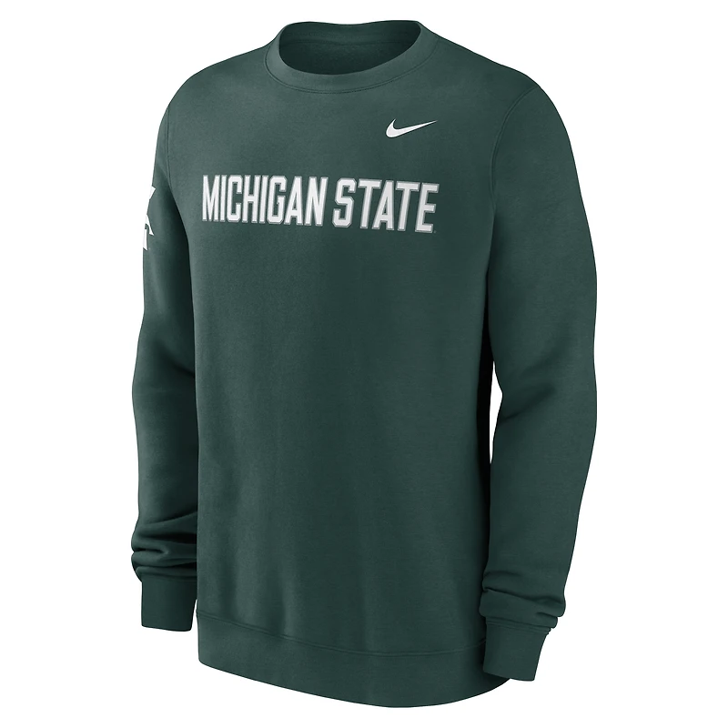 Men's Nike Green Michigan State Spartans 2026 Sideline Club Sweatshirt