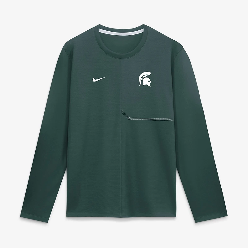 T-shirt à manches longues Nike Green Michigan State Spartans 2026 Sideline Coaches UV Dri-FIT pour homme