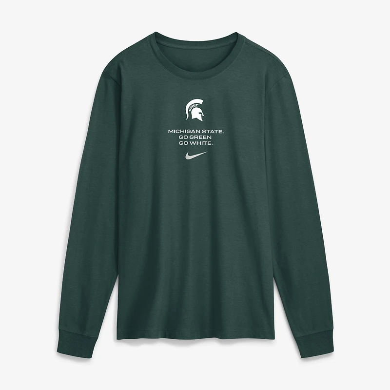 T-shirt à manches longues Nike Green Michigan State Spartans 2026 Sideline Dri-FIT pour homme