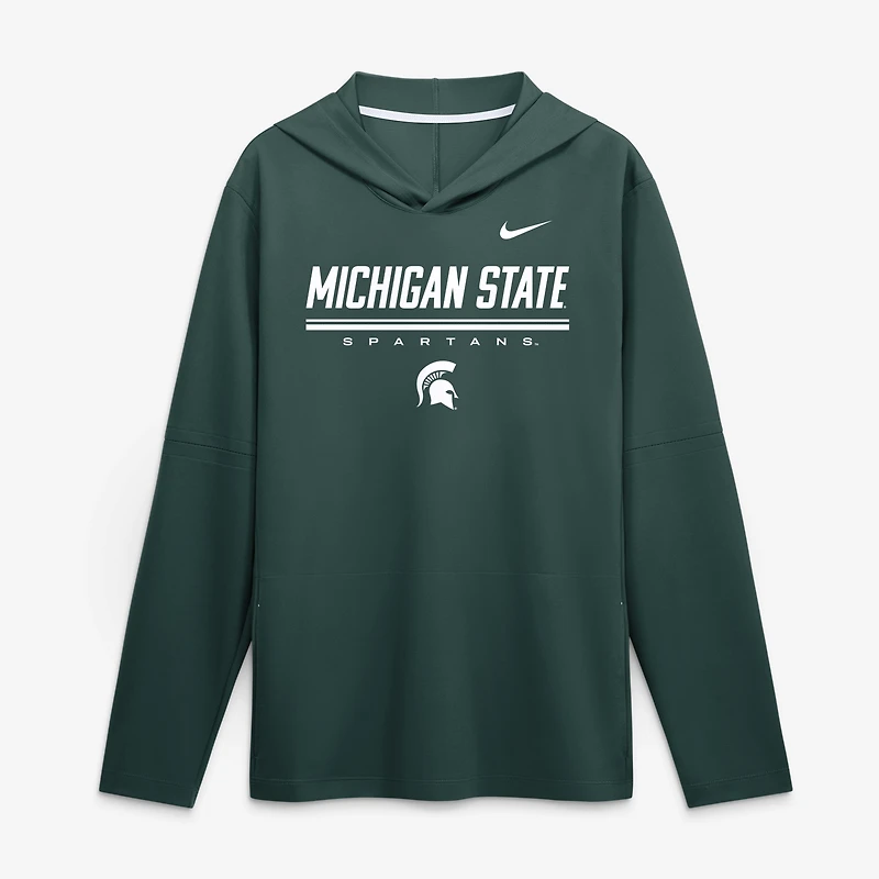 Men's Nike Michigan State Spartans 2026 Sideline Lightweight Long Sleeve Hooded Dri-FIT Top