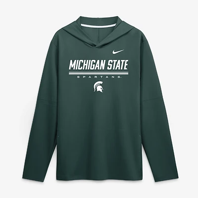 Men's Nike Michigan State Spartans 2026 Sideline Lightweight Long Sleeve Hooded Dri-FIT Top
