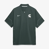 Men's Nike Green Michigan State Spartans 2026 Sideline Short Sleeve Quarter-Zip Coach Jacket