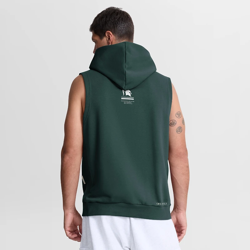 Men's Nike  Green Michigan State Spartans 2026 Sideline Sleeveless Dri-FIT Hoodie