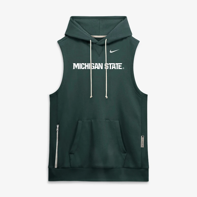 Men's Nike  Green Michigan State Spartans 2026 Sideline Sleeveless Dri-FIT Hoodie