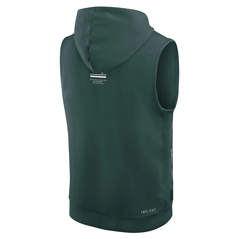 Men's Nike  Green Michigan State Spartans 2026 Sideline Sleeveless Dri-FIT Hoodie