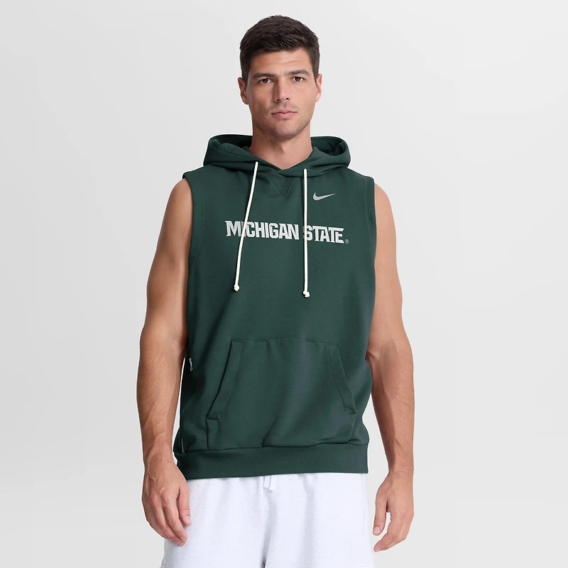 Sweat à capuche sans manches Nike vert Michigan State Spartans 2026 Sideline pour homme, technologie Dri-FIT