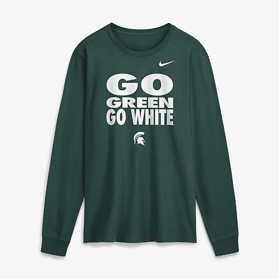 Men's Nike  Green Michigan State Spartans 2026 Sideline Slogan Dri-FIT Long Sleeve T-Shirt