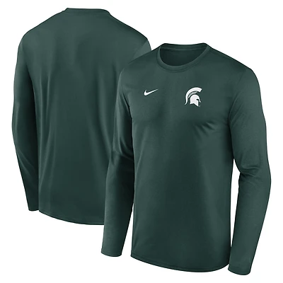 T-shirt à manches longues Nike Green Michigan State Spartans 2026 Sideline Small Logo Legend Dri-FIT pour homme