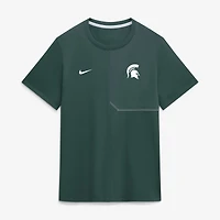 Men's Nike Green Michigan State Spartans 2026 Sideline UV Dri-FIT Coaches Shirt