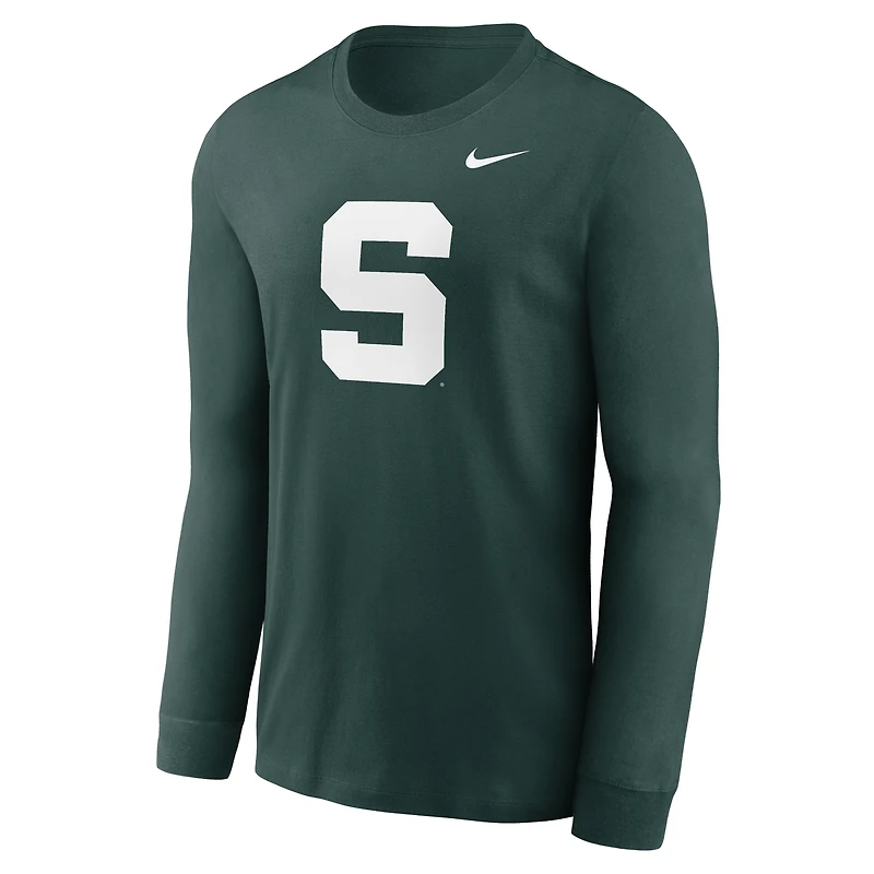T-shirt à manches longues avec logo alternatif des Michigan State Spartans Nike gris chiné pour hommes