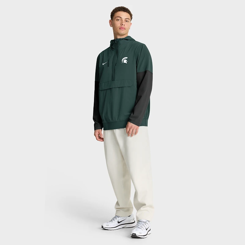Men's Nike Green Michigan State Spartans Anorak Half-Zip Hoodie Jacket