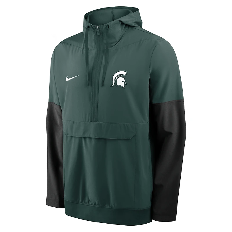 Men's Nike Green Michigan State Spartans Anorak Half-Zip Hoodie Jacket