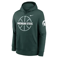 Men's Nike Green Michigan State Spartans Basketball Icon Club Fleece Pullover Hoodie
