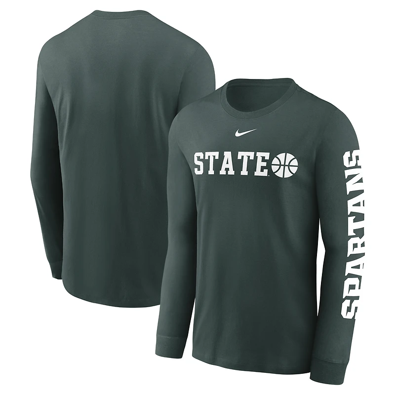 Men's Nike  Green Michigan State Spartans Basketball Icon Two-Hit Long Sleeve T-Shirt