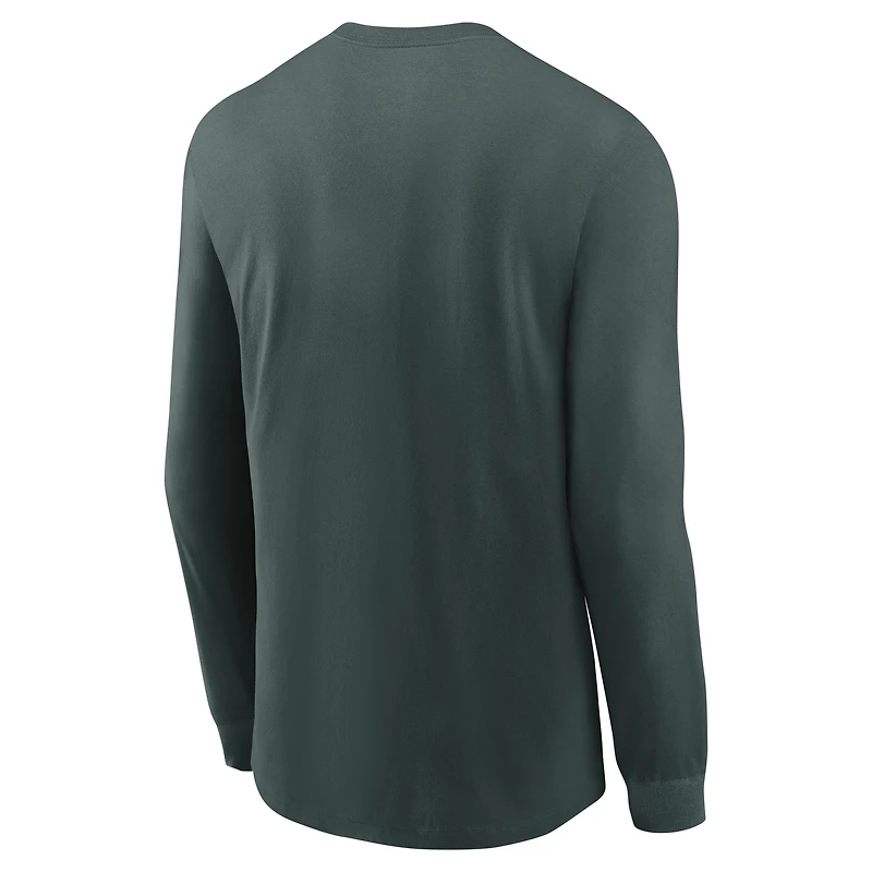 Men's Nike  Green Michigan State Spartans Basketball Icon Two-Hit Long Sleeve T-Shirt