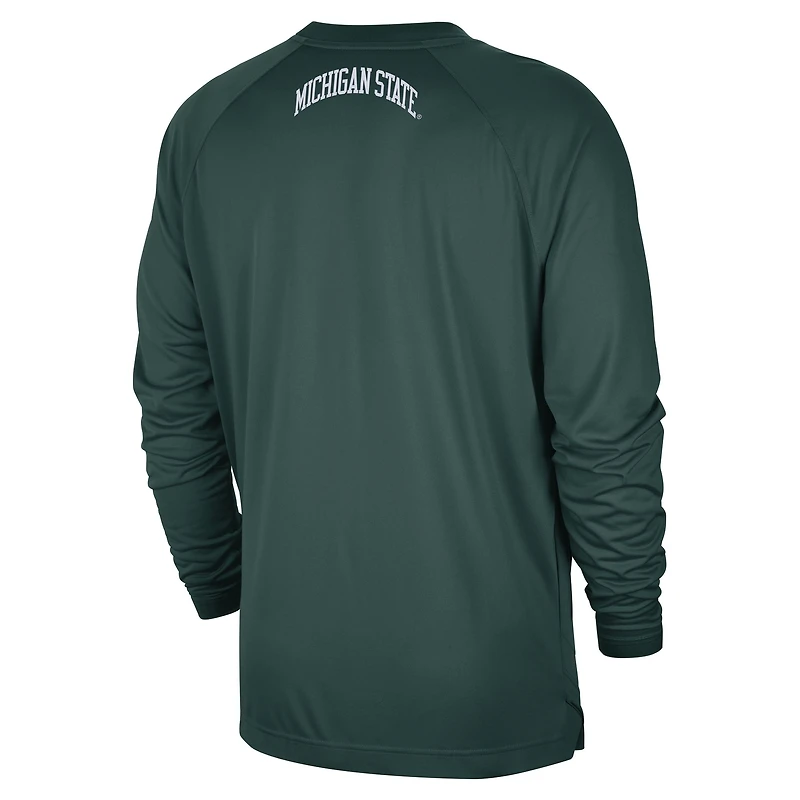 T-shirt raglan Nike State Spartans Basketball Spotlight Performance pour homme, vert