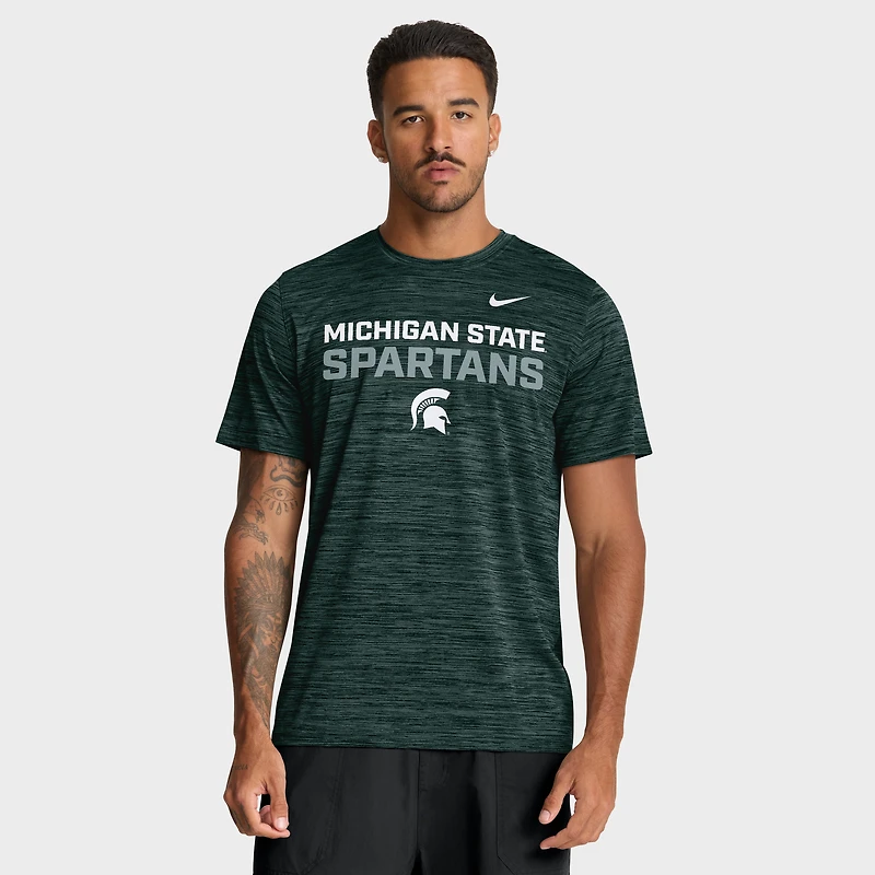 Men's Nike Green Michigan State Spartans Campus Center Stack Velocity Dri-FIT T-Shirt