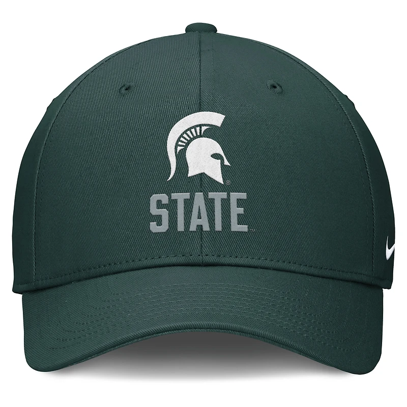 Casquette ajustable Nike Michigan State Spartans Campus Club verte pour homme