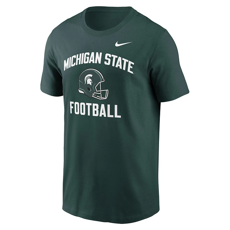 Men's Nike Green Michigan State Spartans Campus Football Helmet T-Shirt