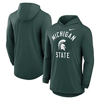 T-shirt à capuche manches longues Nike Michigan State Spartans Classic Arch Tri-Blend Performance pour homme, vert
