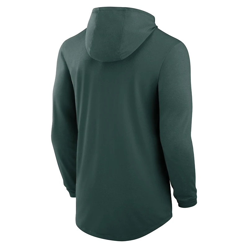 T-shirt à capuche manches longues Nike Michigan State Spartans Classic Arch Tri-Blend Performance pour homme, vert