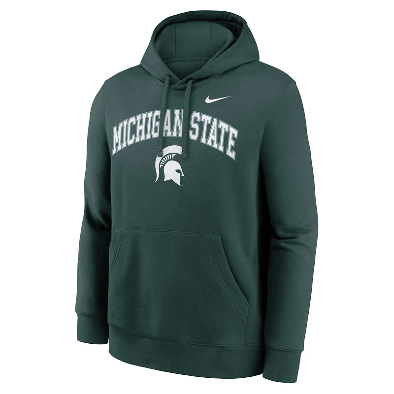 Men's Nike Green Michigan State Spartans Club Fleece Arch Pullover Hoodie